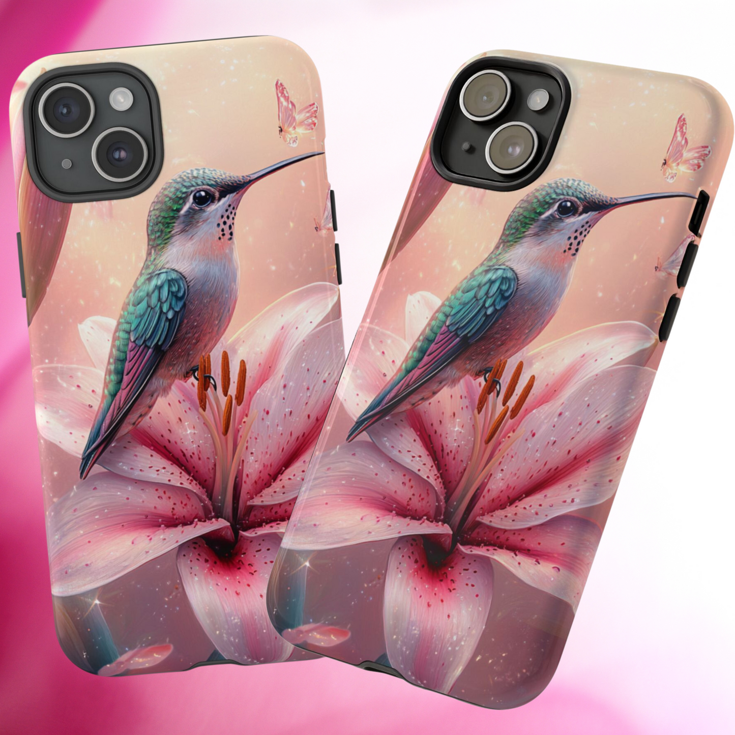 Hummingbird on Pink Lily Phone Case - Tough Case, iPhone Case, Samsung Phone Case