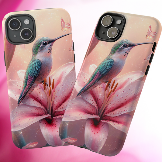 Hummingbird on Pink Lily Phone Case - Tough Case, iPhone Case, Samsung Phone Case