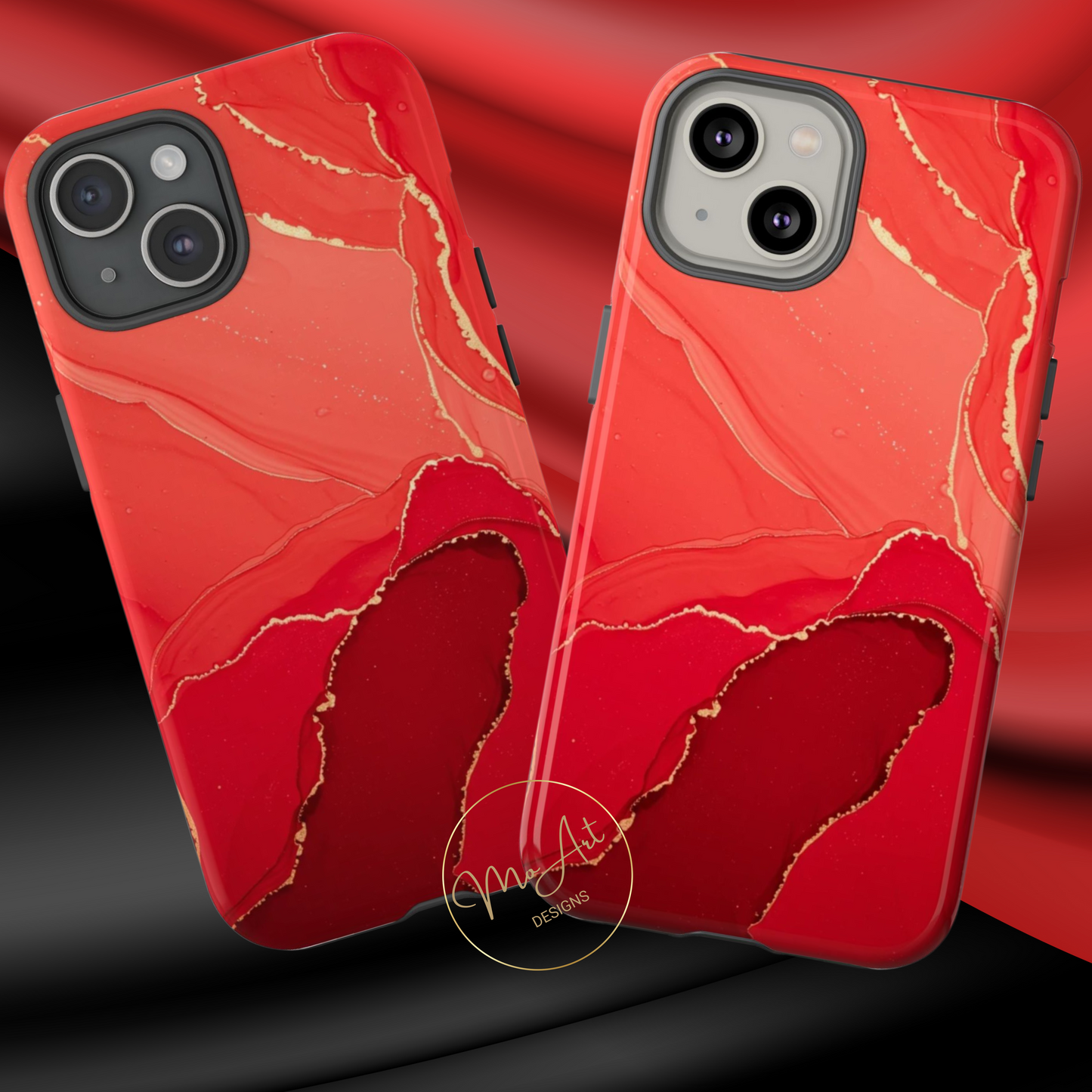 Red & Gold Marble Design - Tough Phone Case - iPhone or Samsung Phones