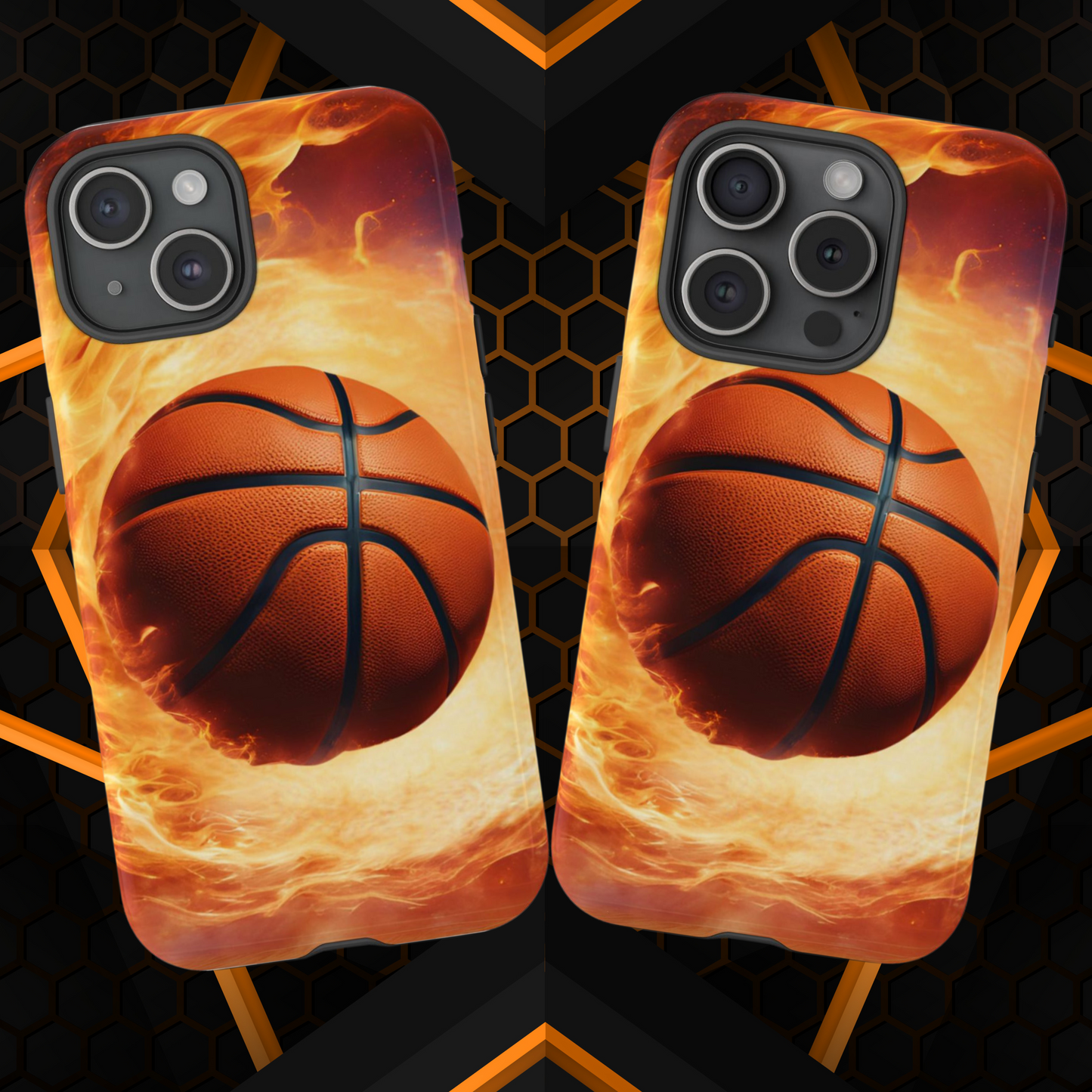 Basketball on Fire - Tough Phone Case for iPhone, Samsung, and Google Pixel for Ultimate Protection