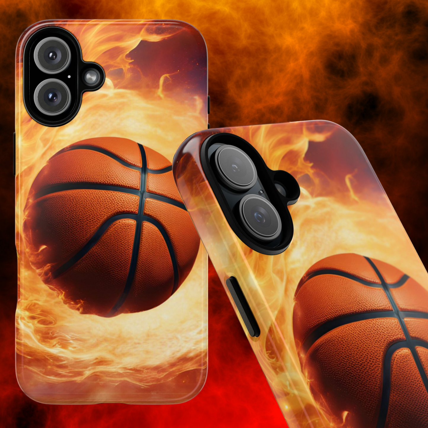 Basketball on Fire - Tough Phone Case for iPhone, Samsung, and Google Pixel for Ultimate Protection