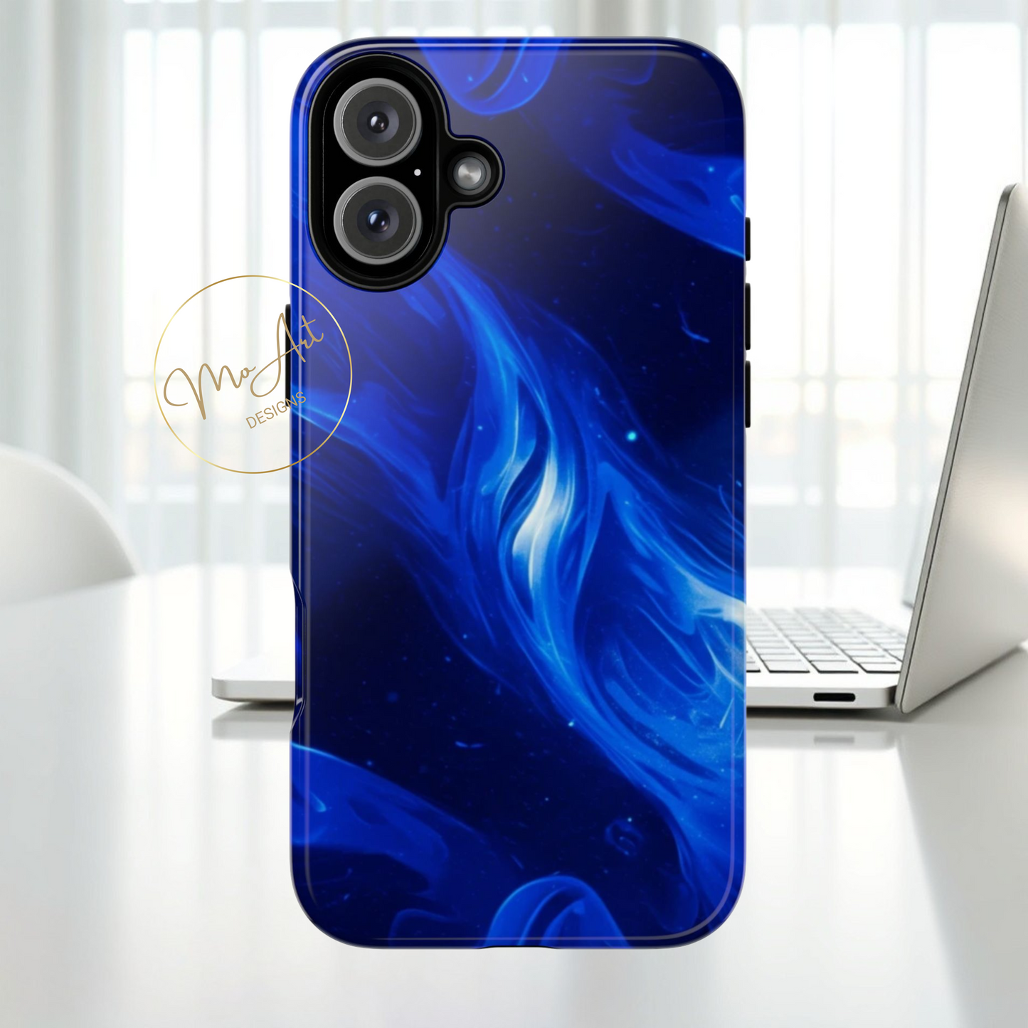 Deep Blue Swirl Design - Tough Phone Case - iPhone or Samsung Phones