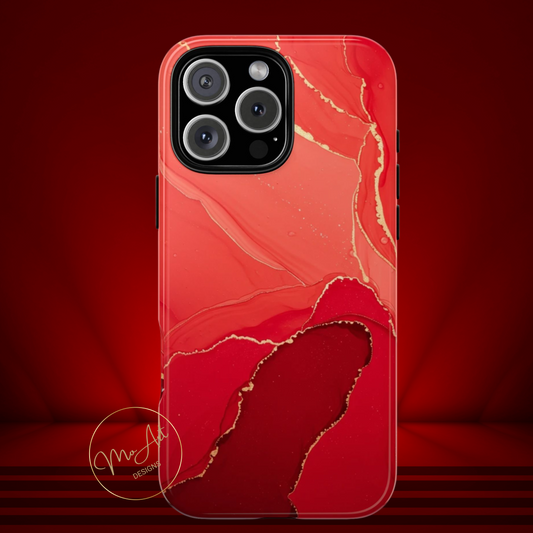 Red & Gold Marble Design - Tough Phone Case - iPhone or Samsung Phones
