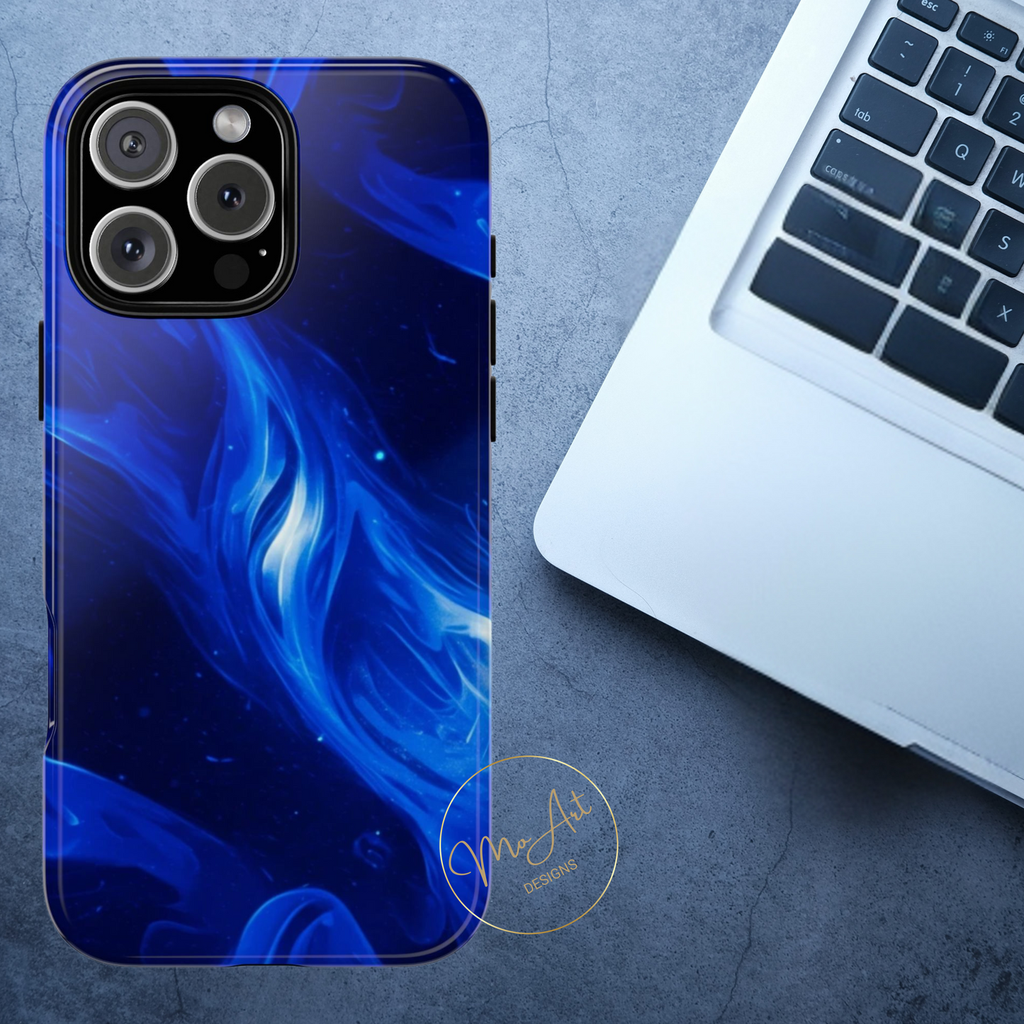 Deep Blue Swirl Design - Tough Phone Case - iPhone or Samsung Phones
