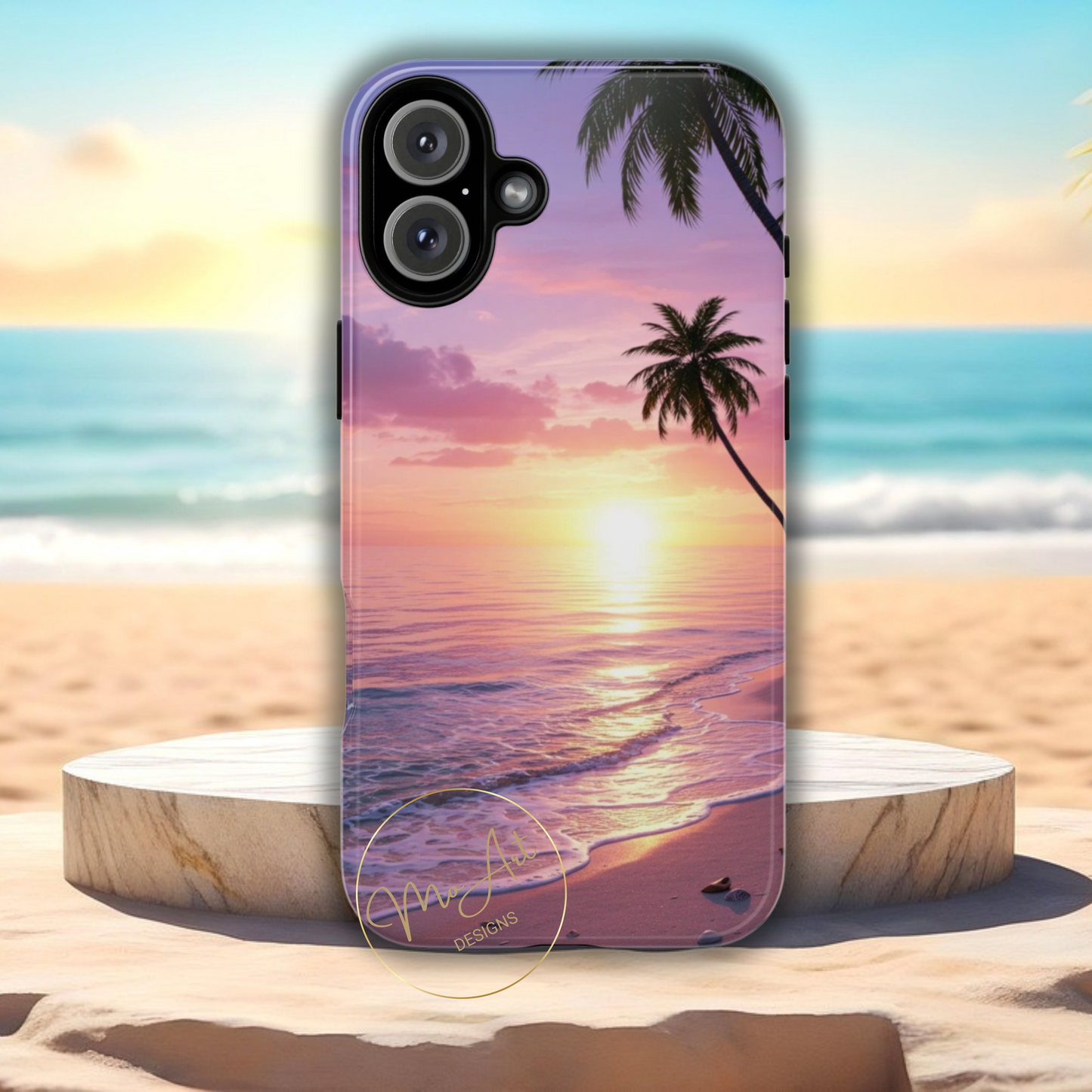 Pink Sunrise over the Ocean - Tough Phone Case - iPhone or Samsung Phones