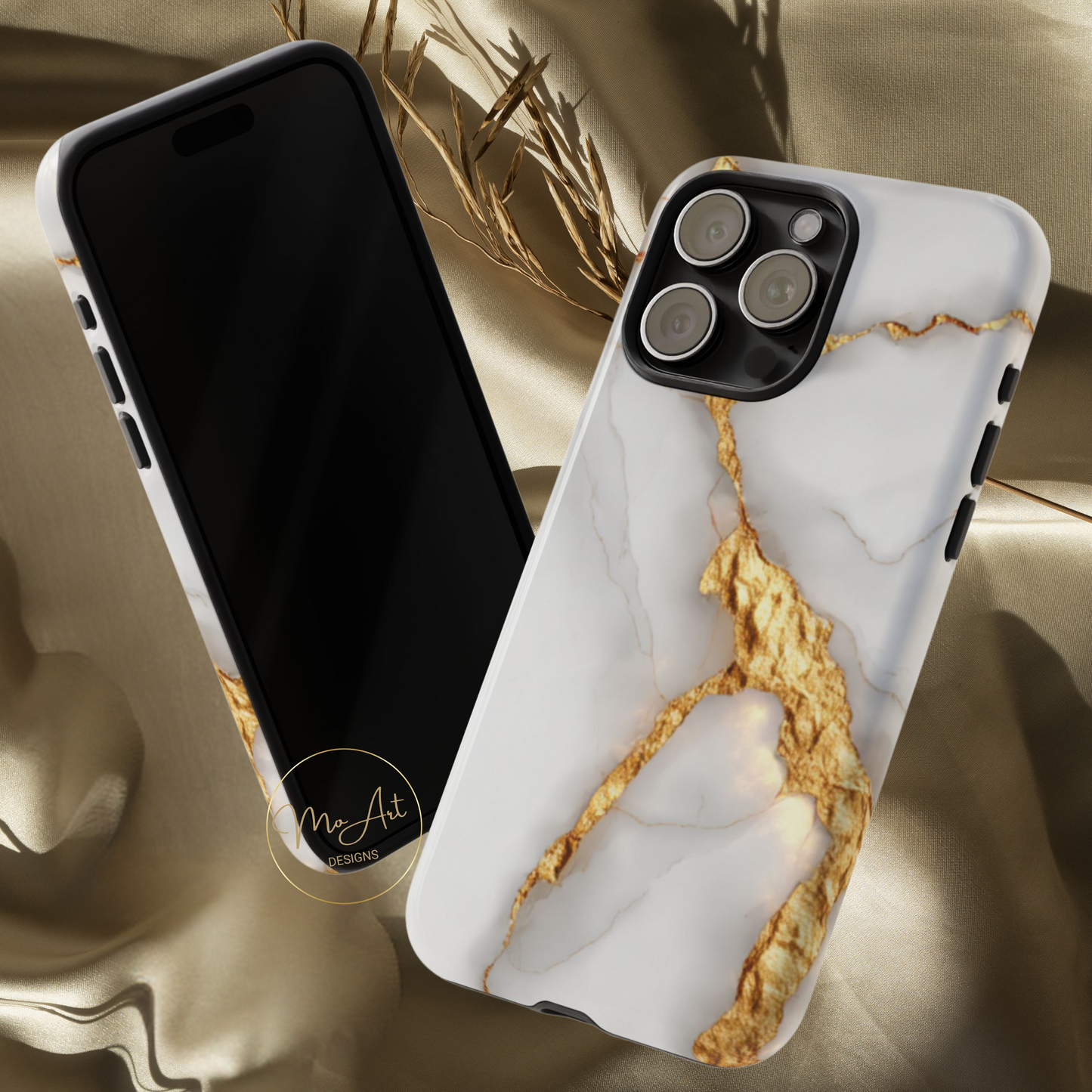 Gold and Marble Design - Tough Phone Case - iPhone or Samsung Phones